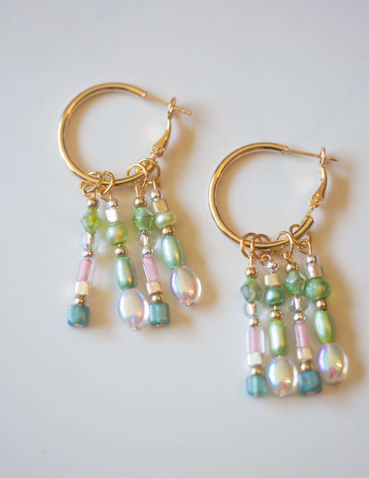 Iridescent Garden Beaded Hoop Earrings