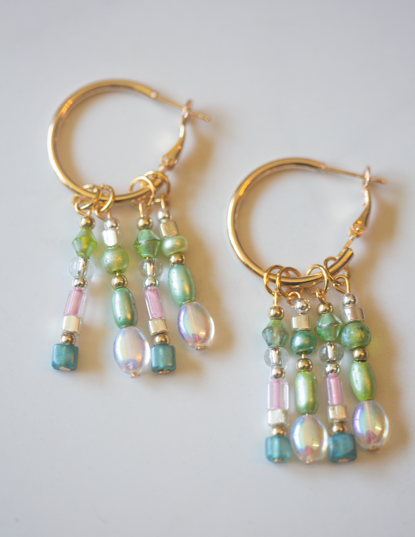 Iridescent Garden Beaded Hoop Earrings