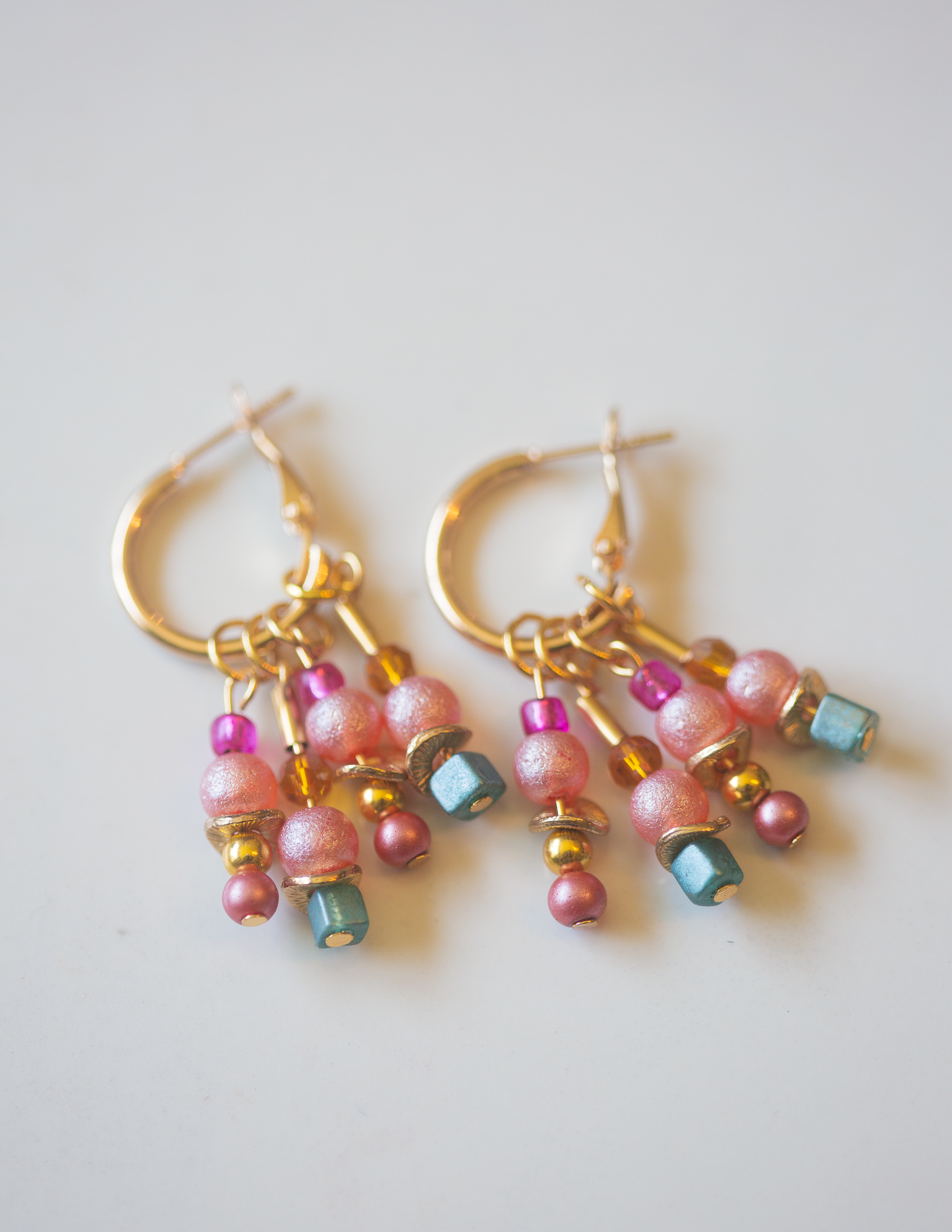 Sunset Sorbet Beaded Hoop Earrings