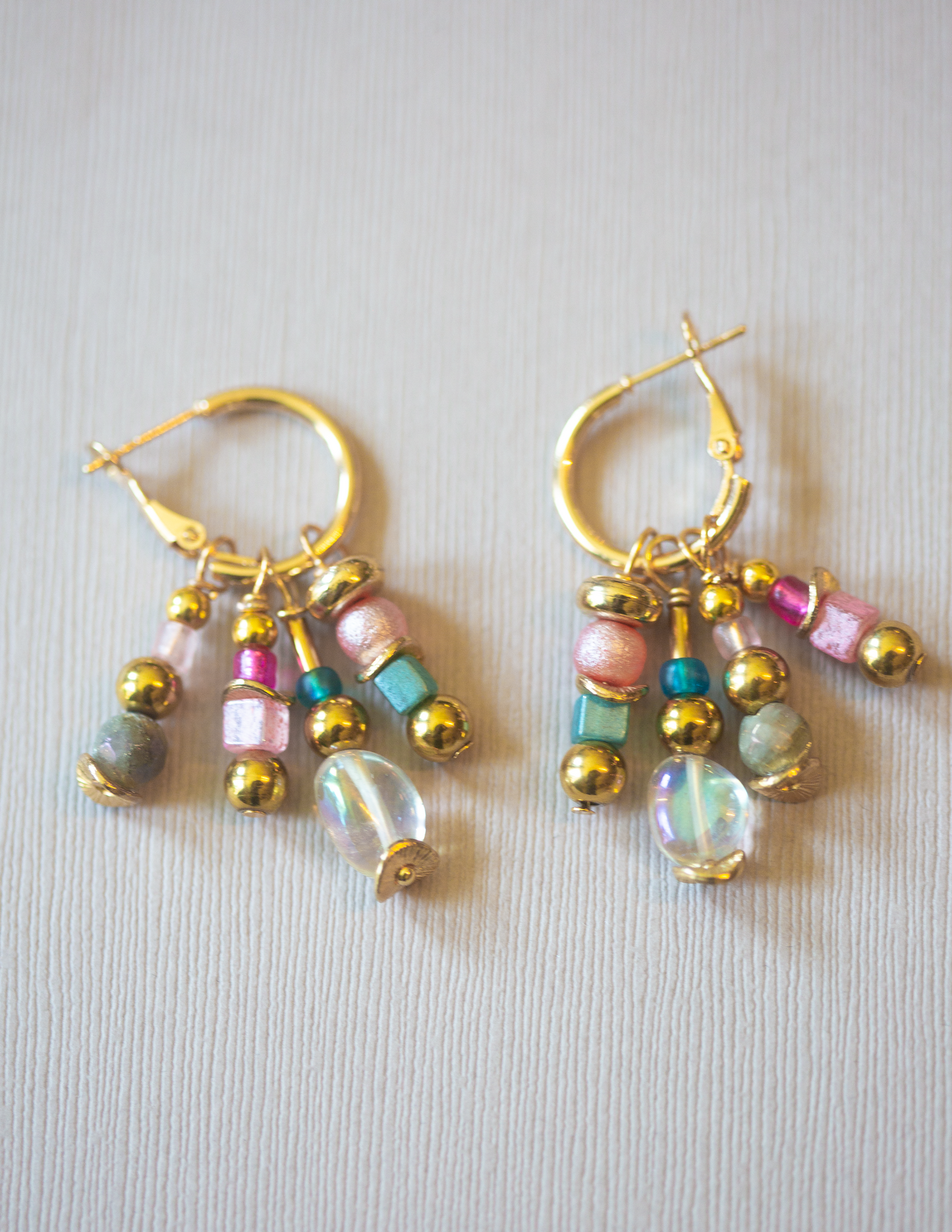 Golden Hour Glow Beaded Hoop Earrings