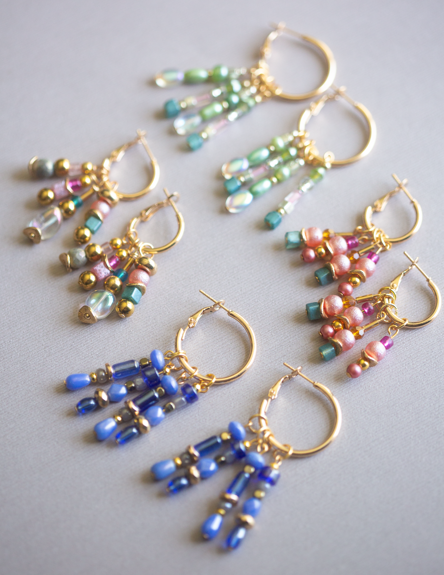 Electric Blue Boho Beaded Hoop Earrings