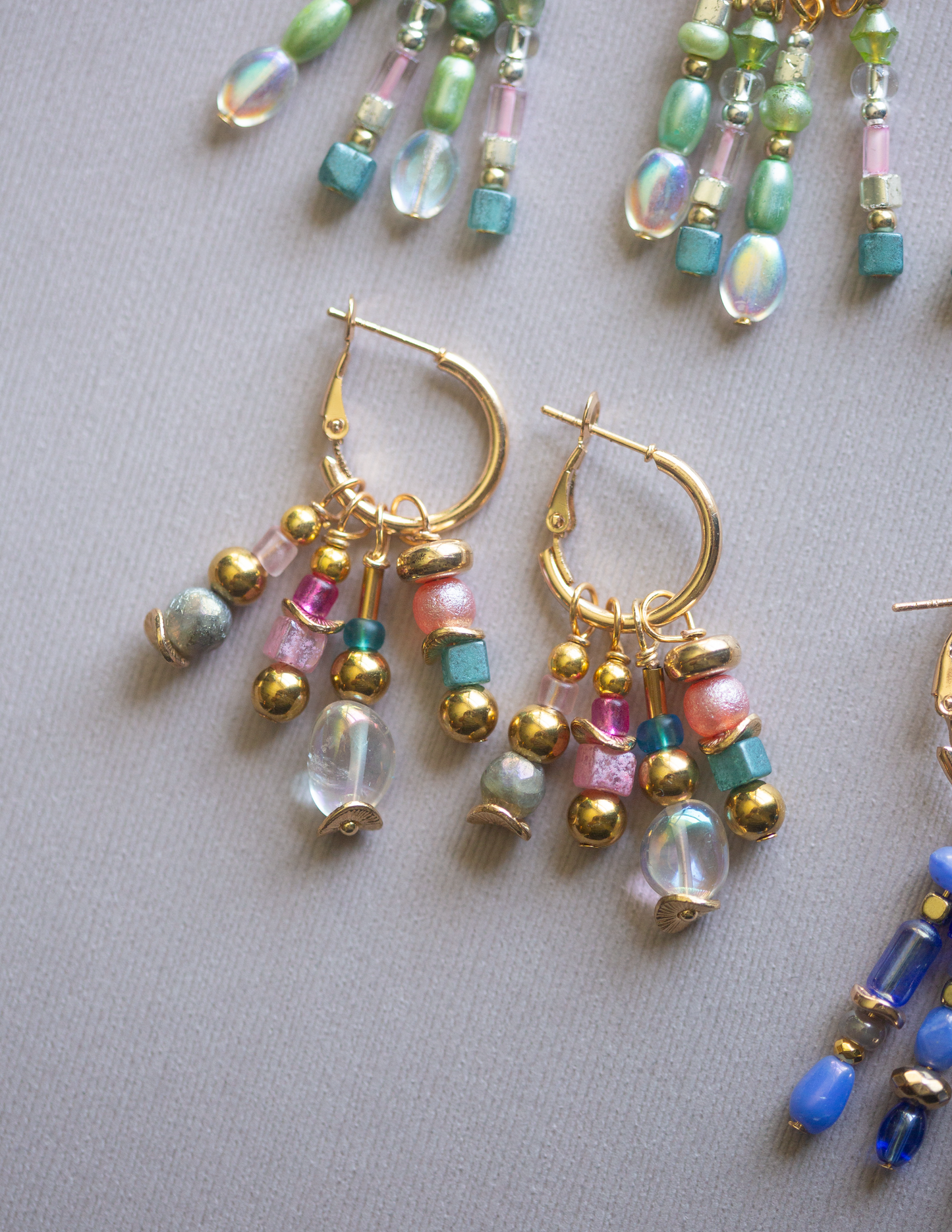 Golden Hour Glow Beaded Hoop Earrings
