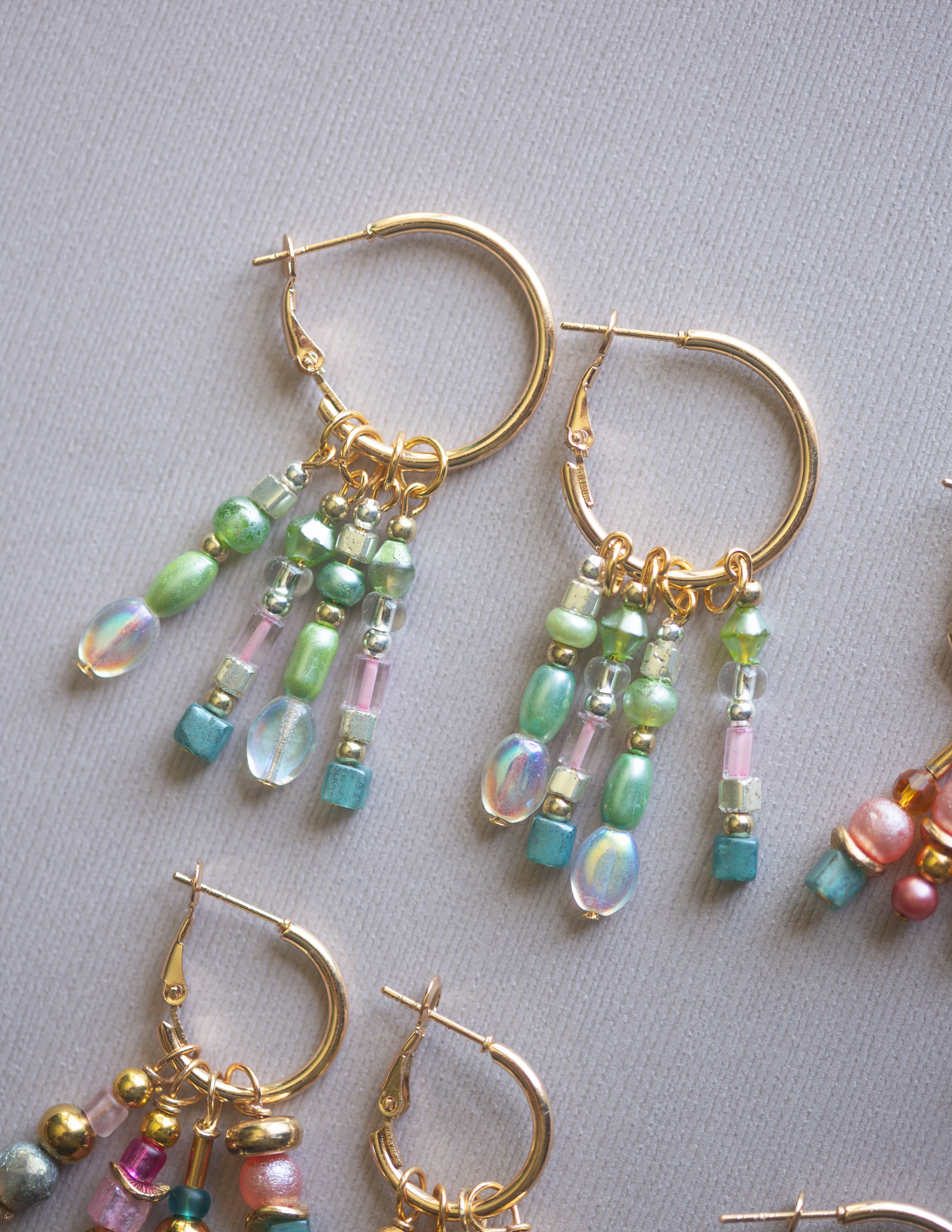 Iridescent Garden Beaded Hoop Earrings