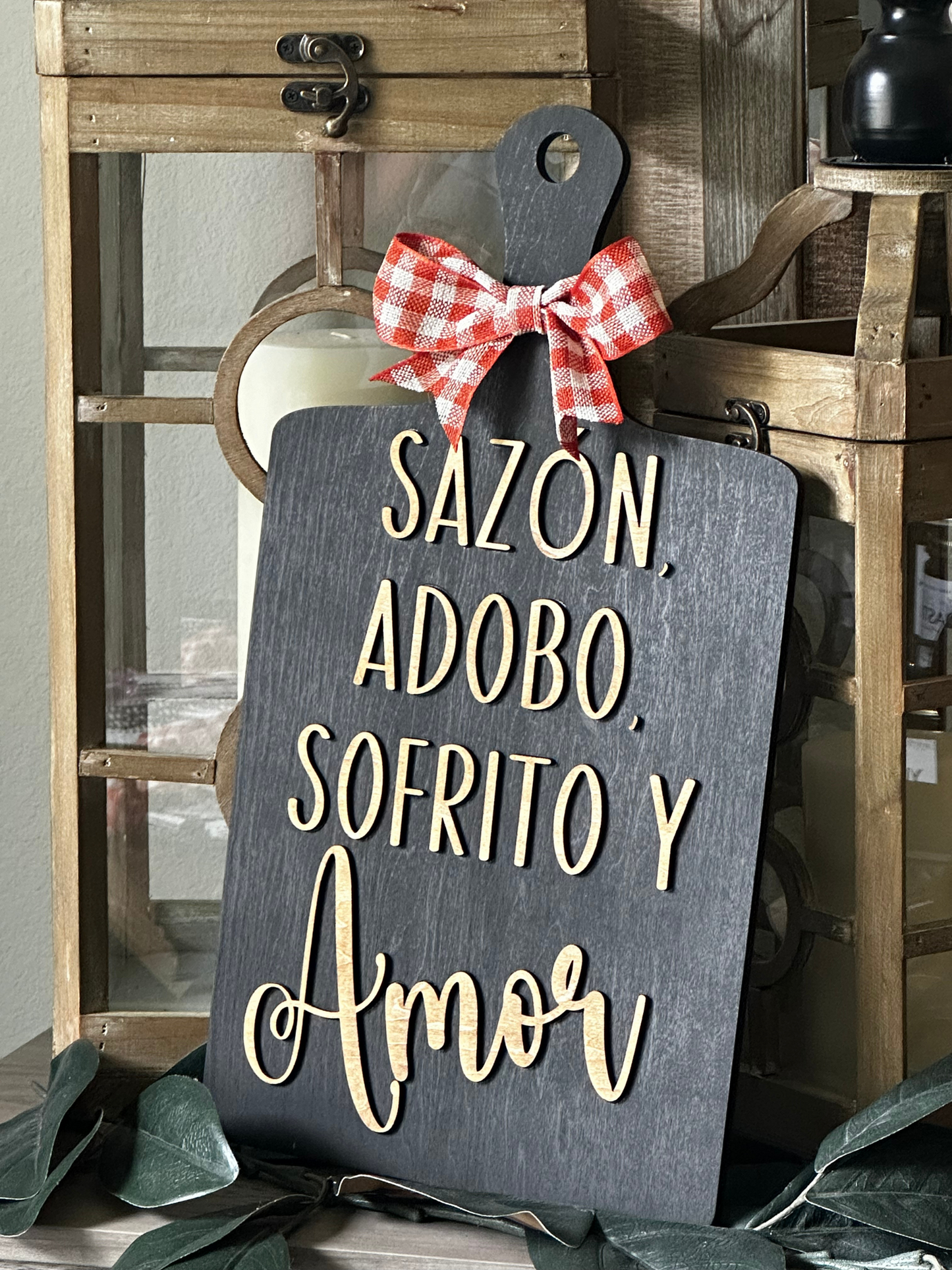 Sazon, Adobo, Sofrito Y Amor Cutting Board Sign