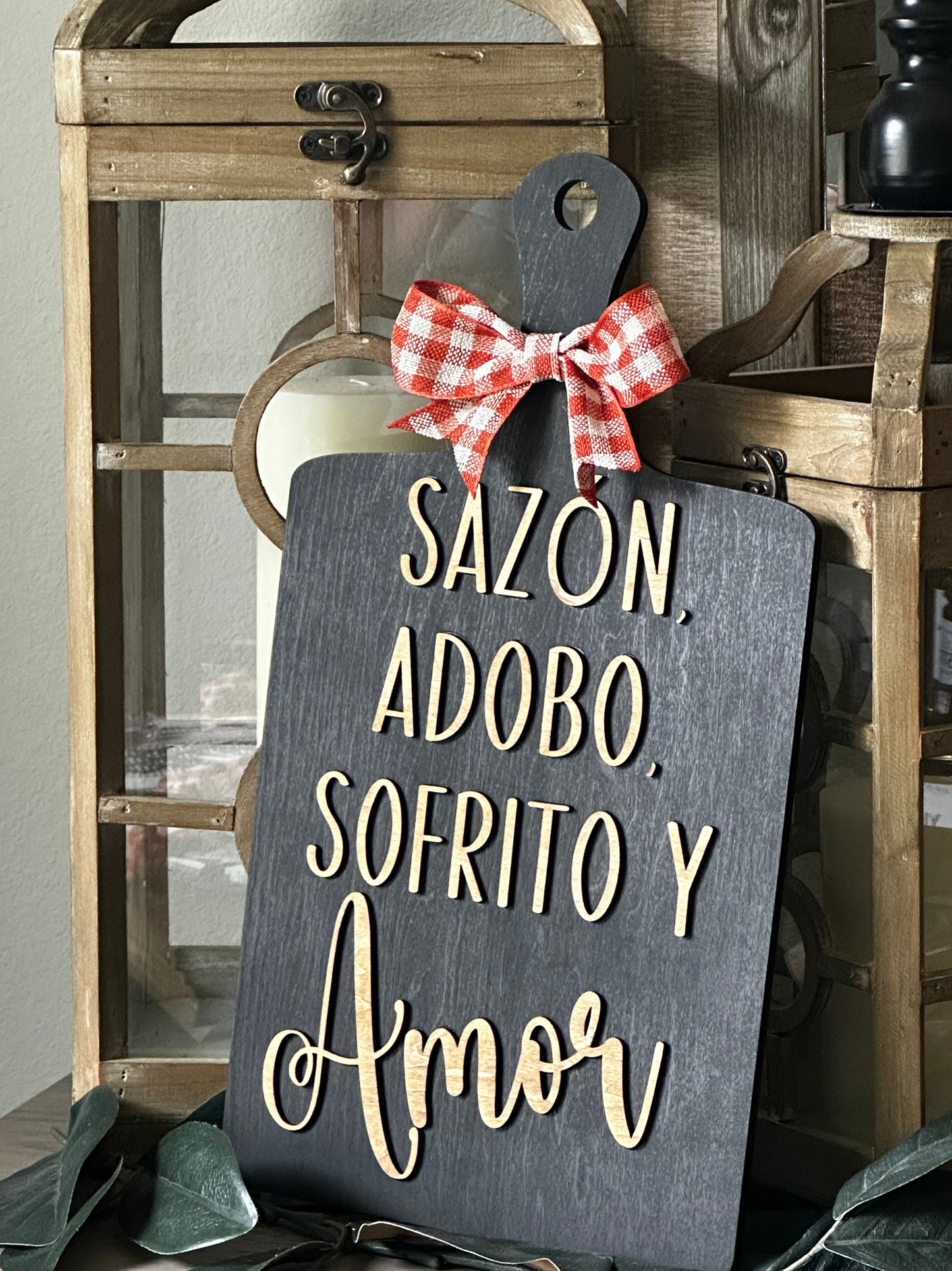 Sazon, Adobo, Sofrito Y Amor Cutting Board Sign