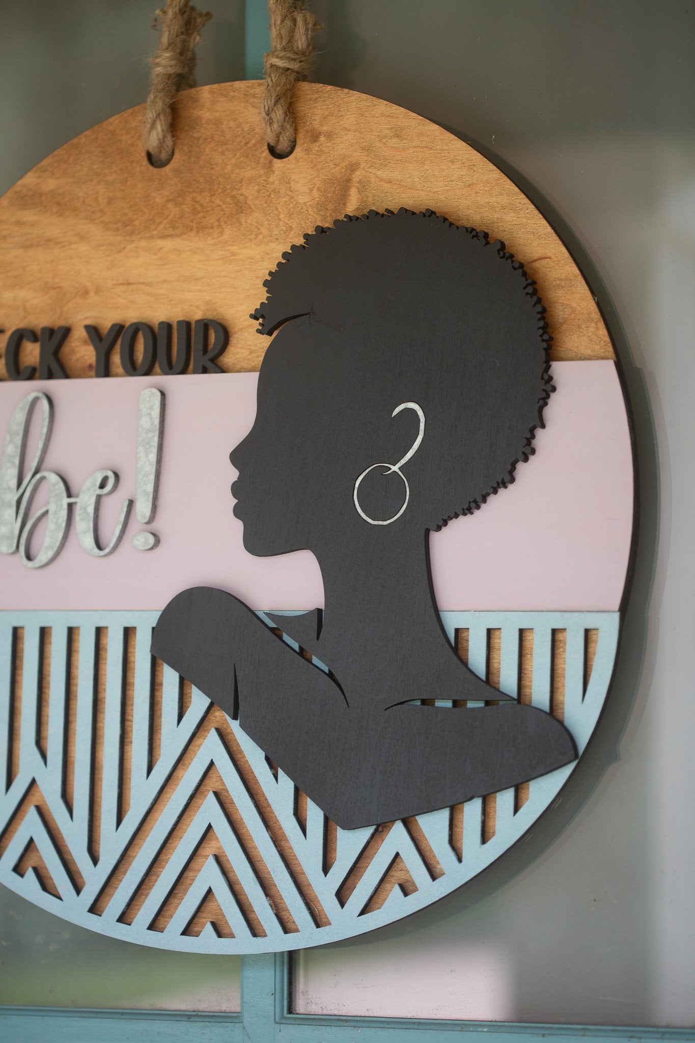 Check Your Vibe Door Sign – Keep the Peace
