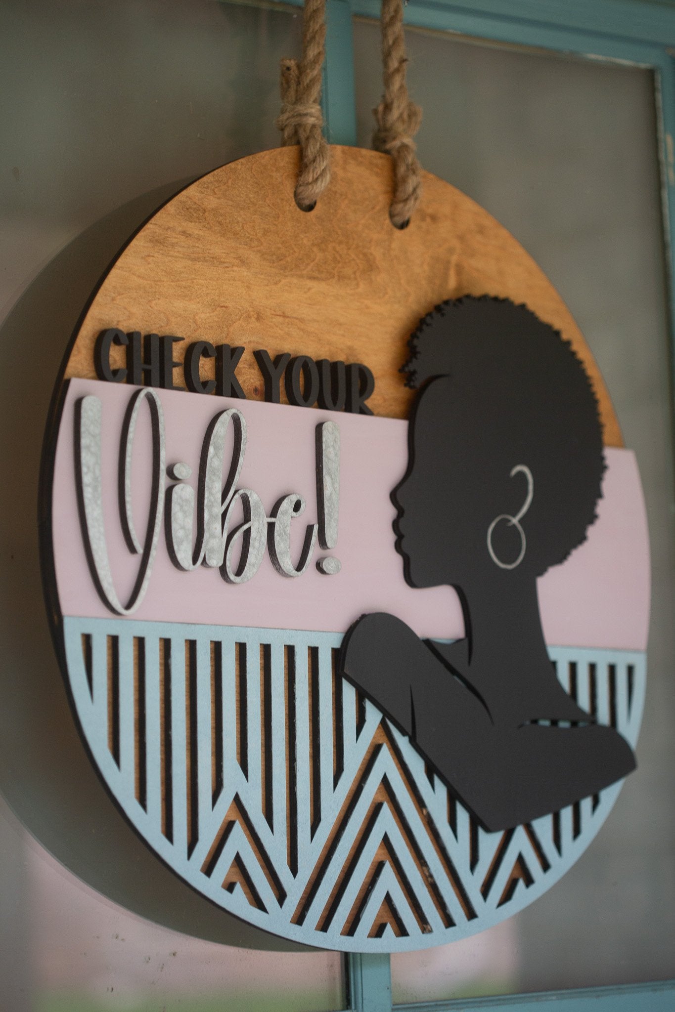 Check Your Vibe Door Sign – Keep the Peace