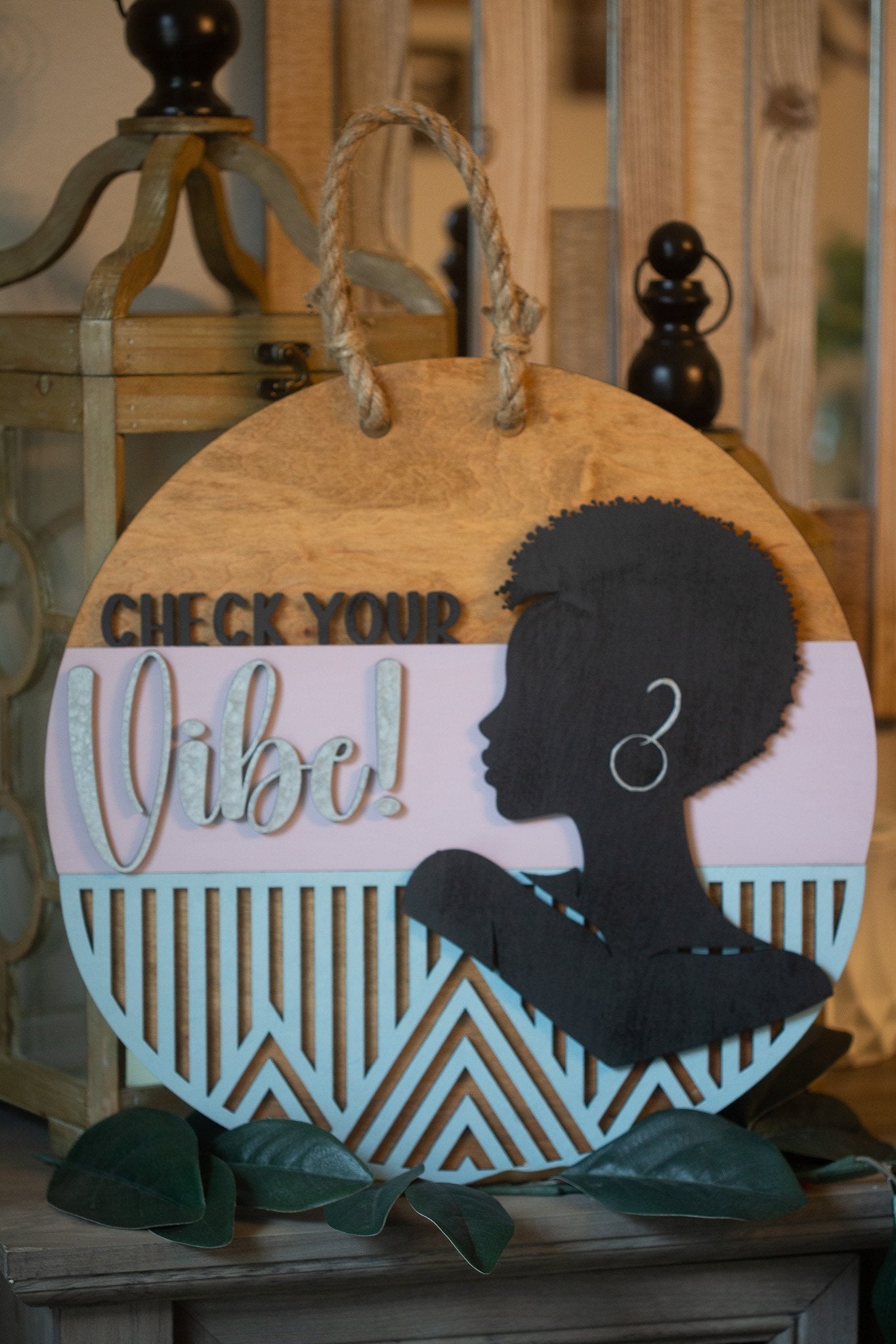 Check Your Vibe Door Sign – Keep the Peace