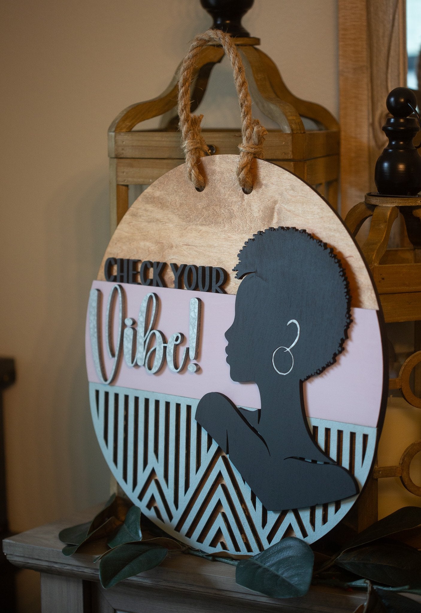Check Your Vibe Door Sign – Keep the Peace