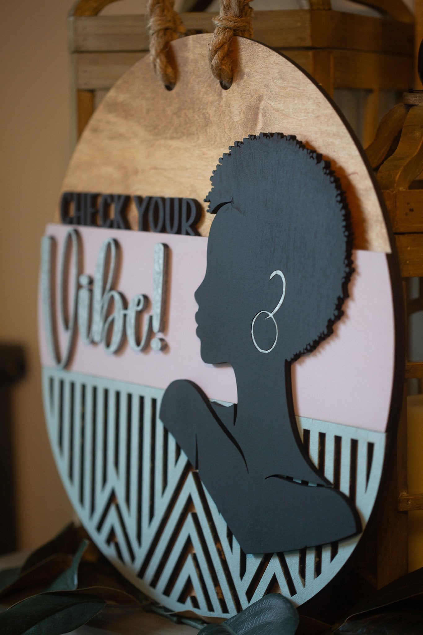 Check Your Vibe Door Sign – Keep the Peace