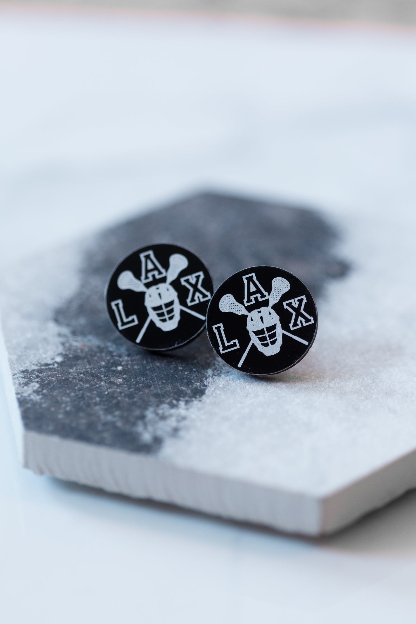 Lacrosse Earrings – LAX Helmet & Crossed Sticks Design