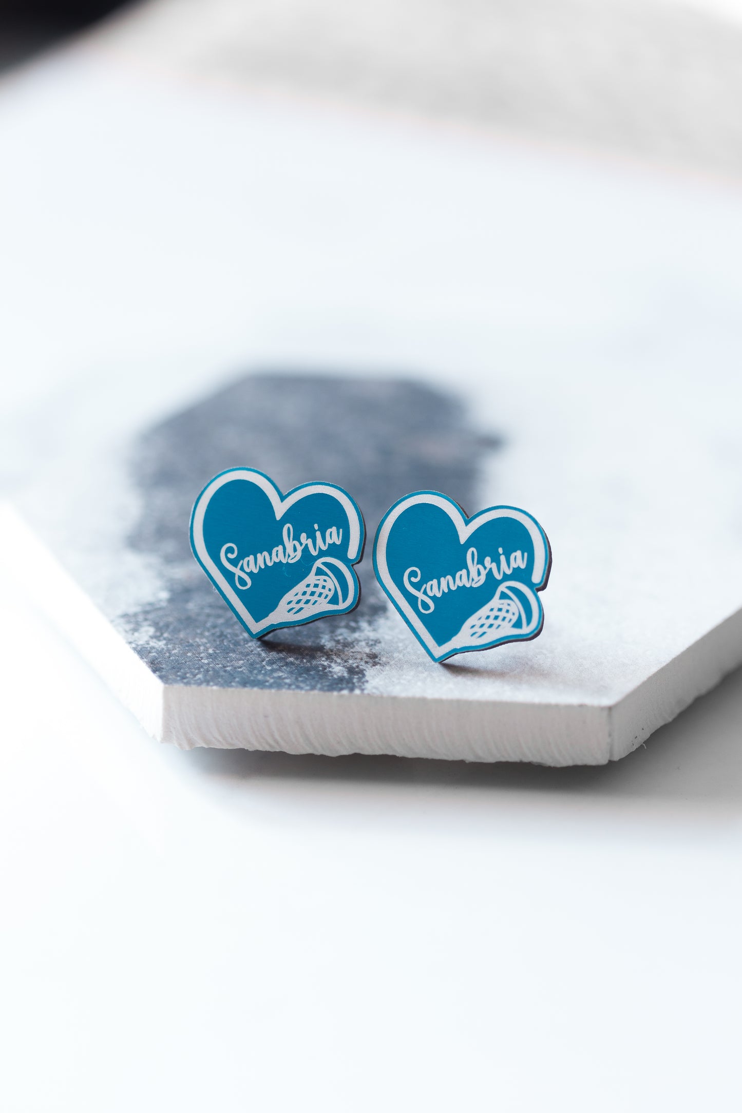 Custom Lacrosse Heart Earrings – Personalized with Your Name