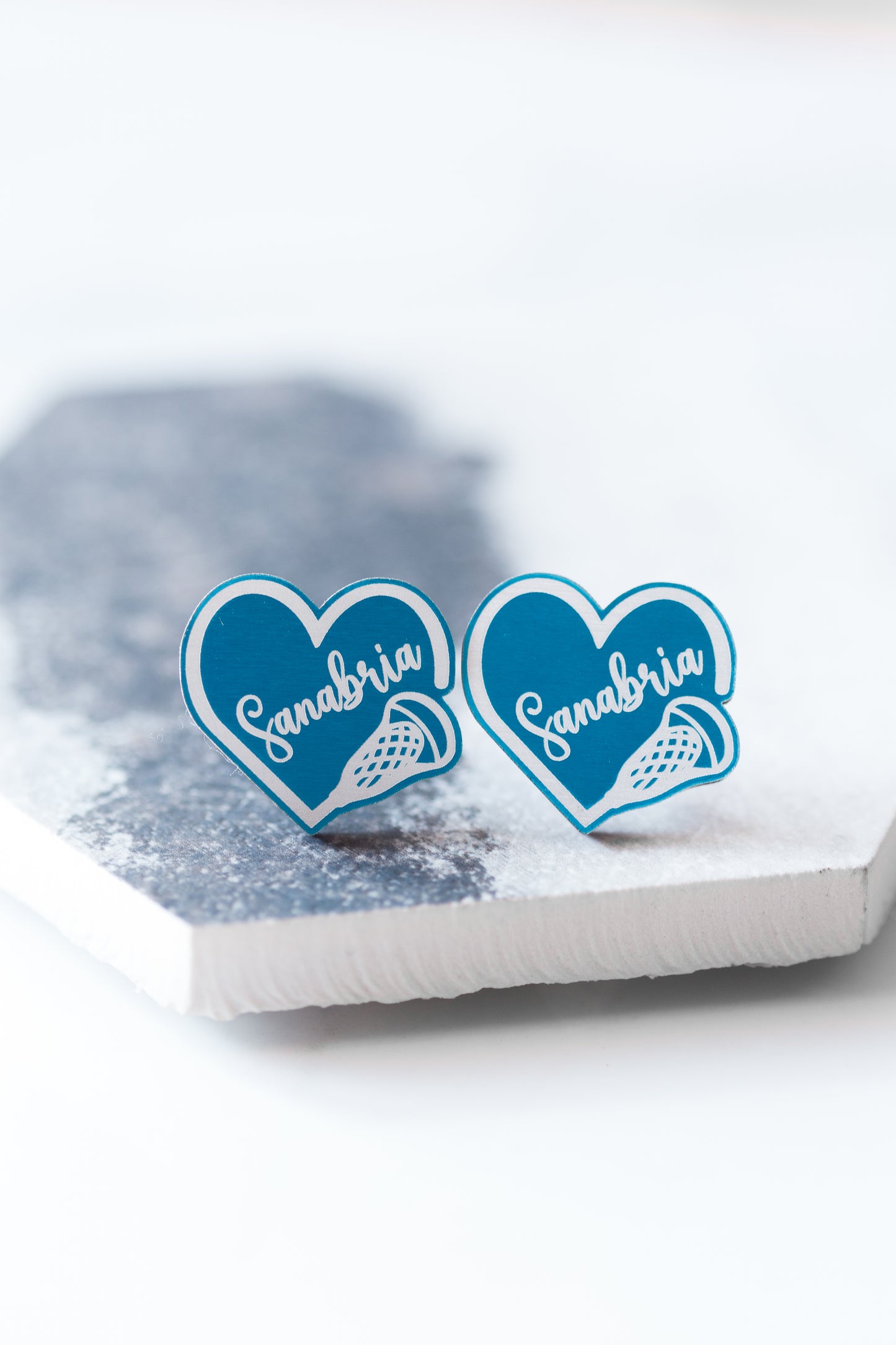 Custom Lacrosse Heart Earrings – Personalized with Your Name