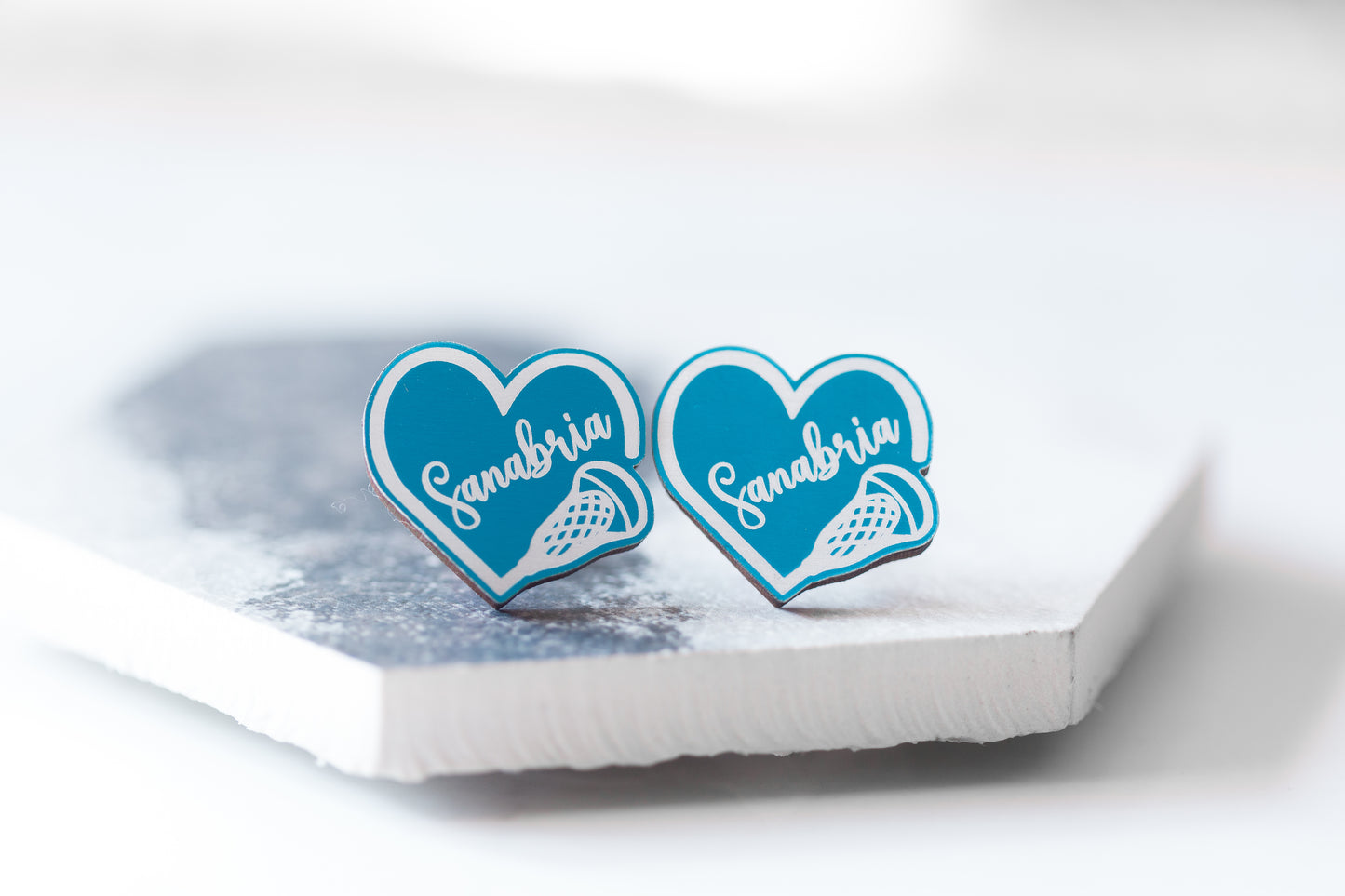 Custom Lacrosse Heart Earrings – Personalized with Your Name