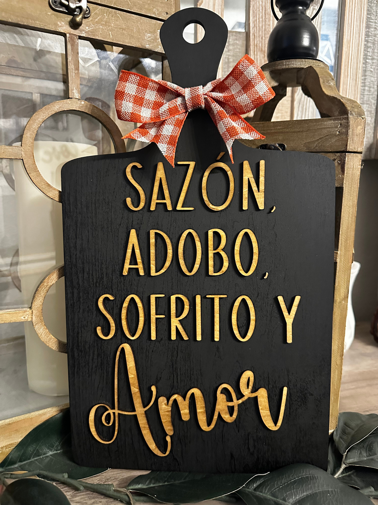 Sazon, Adobo, Sofrito Y Amor Cutting Board Sign