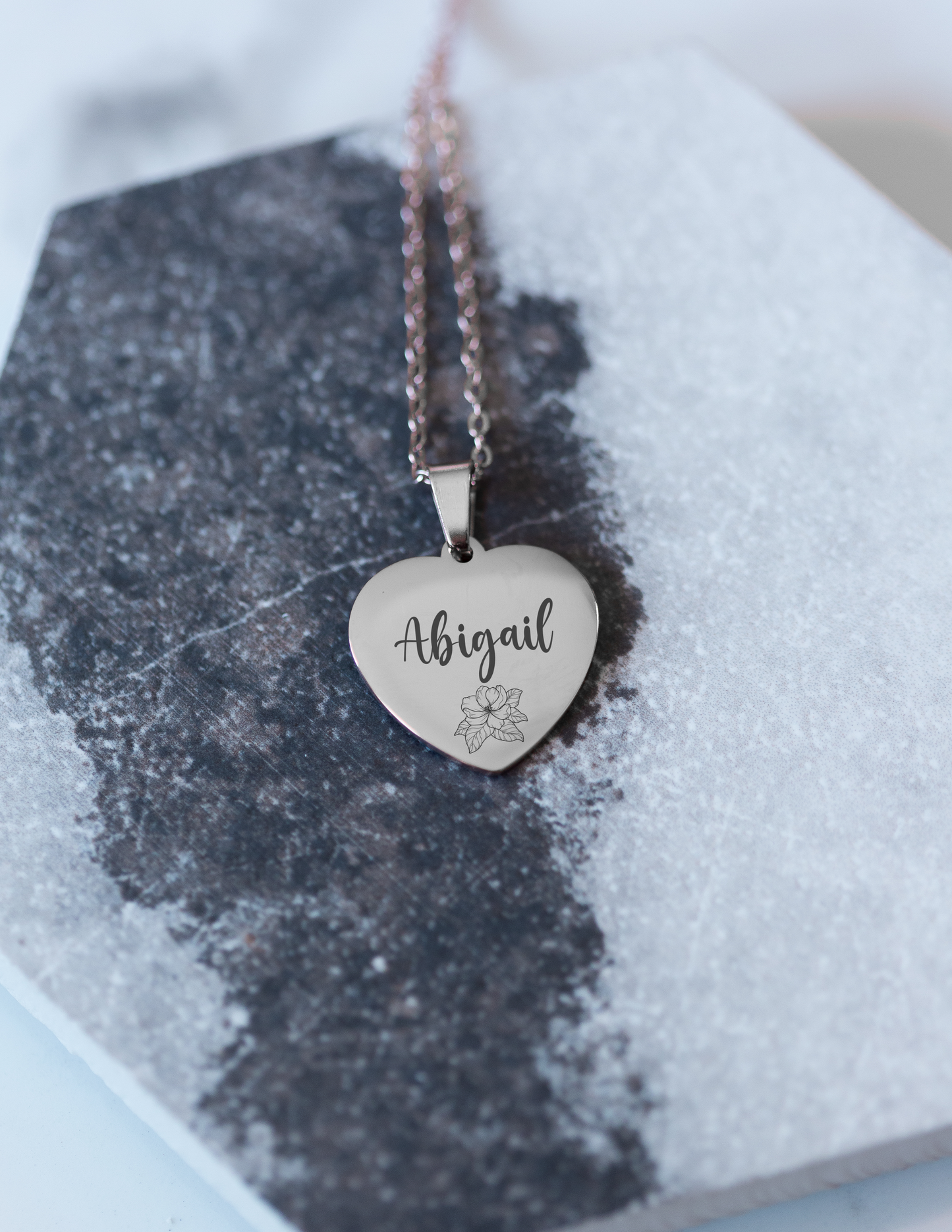 Personalized Heart Necklace – Engraved Stainless Steel in Gold or Silver