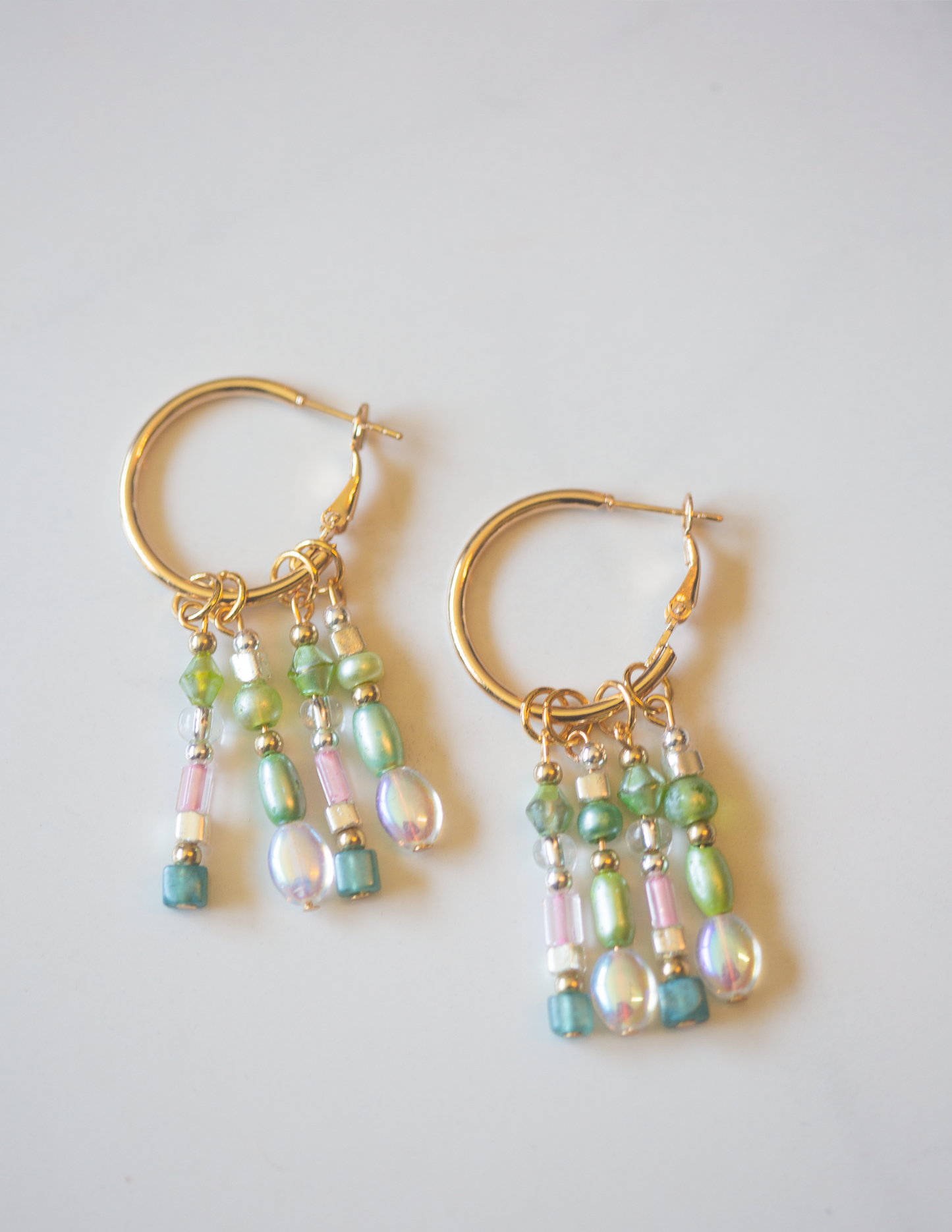 Iridescent Garden Beaded Hoop Earrings