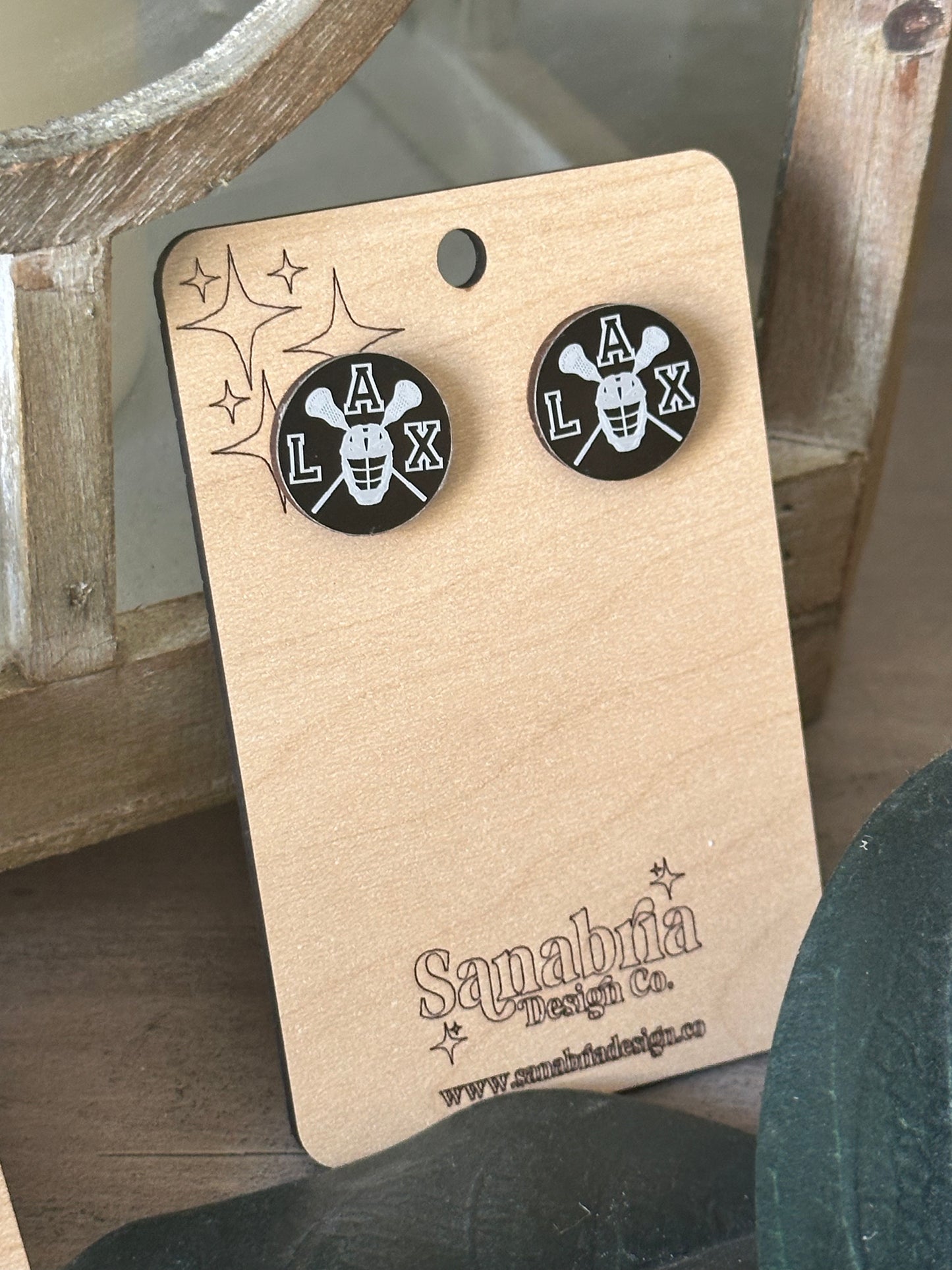 Lacrosse Earrings – LAX Helmet & Crossed Sticks Design