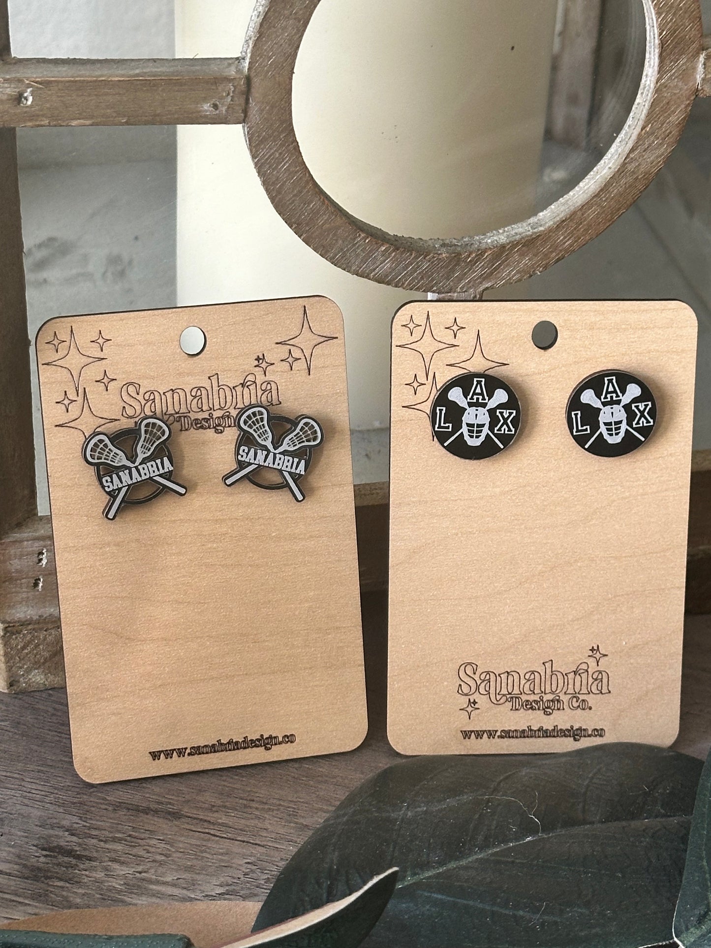 Lacrosse Earrings – LAX Helmet & Crossed Sticks Design