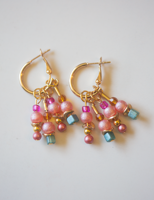 Sunset Sorbet Beaded Hoop Earrings