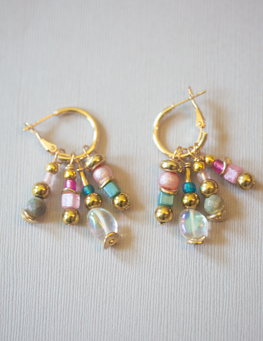 Golden Hour Glow Beaded Hoop Earrings