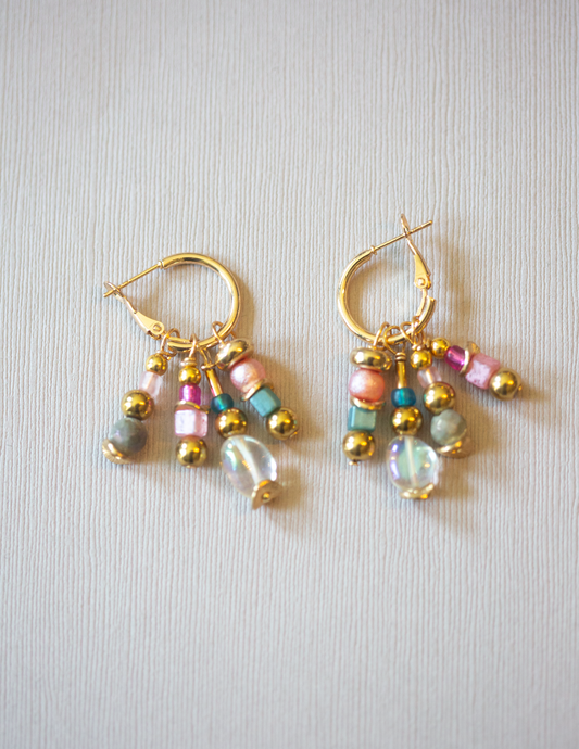 Golden Hour Glow Beaded Hoop Earrings