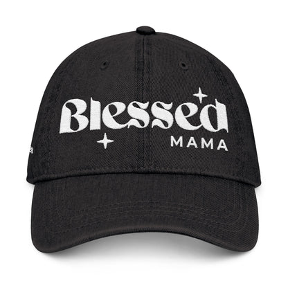 Embroidered Denim Hat, Blessed Mama with Starburst Design, Mom Gift, Gift for Her, Mother's Day Hat, Birthday Present