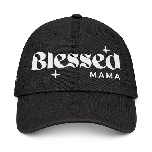 Embroidered Denim Hat, Blessed Mama with Starburst Design, Mom Gift, Gift for Her, Mother's Day Hat, Birthday Present
