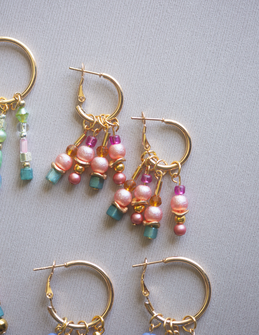 Sunset Sorbet Beaded Hoop Earrings