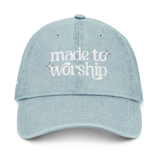 Embroidered Denim Hat - Made to Worship Psalm 150:6
