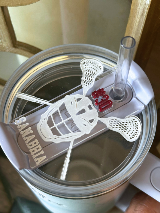 Lacrosse Helmet Stanley Name Plate - Tumbler Name Tag - Cup Accessories - Tumbler Lid Name Plate - Fits 30 or 40 oz