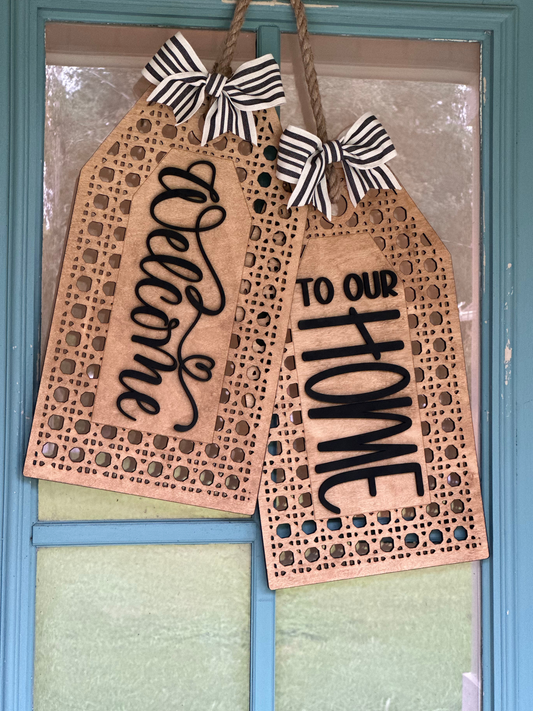 Welcome Rattan Door Tags