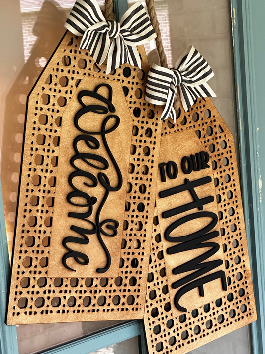 Welcome Rattan Door Tags