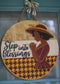 Step Into Blessings Door Sign – Praying Woman Design