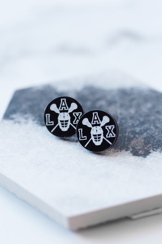 Lacrosse Earrings – LAX Helmet & Crossed Sticks Design