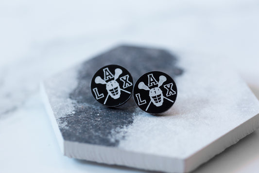 Lacrosse Earrings – LAX Helmet & Crossed Sticks Design
