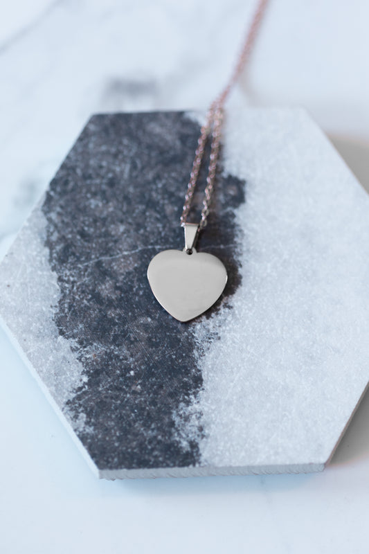Personalized Heart Necklace – Engraved Stainless Steel in Gold or Silver