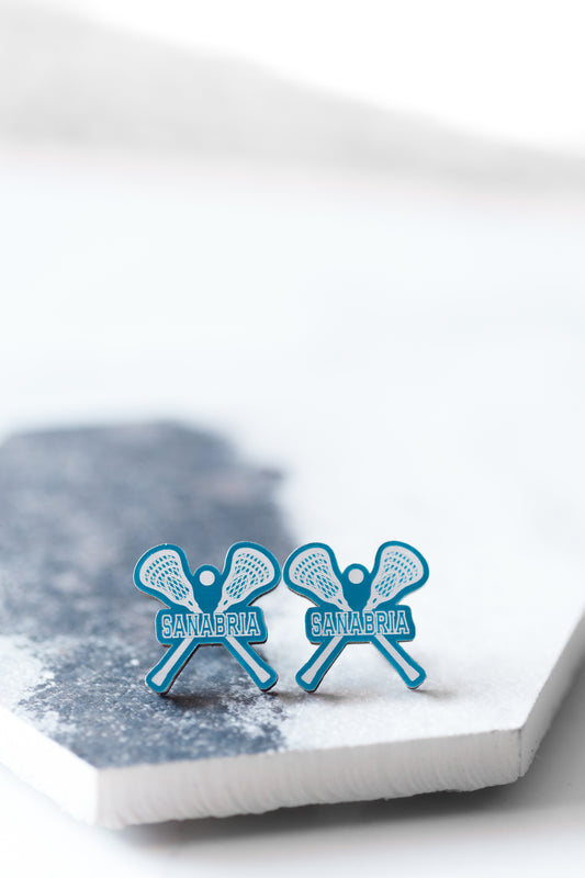 Custom Lacrosse Stick Earrings – Personalized with Your Last Name