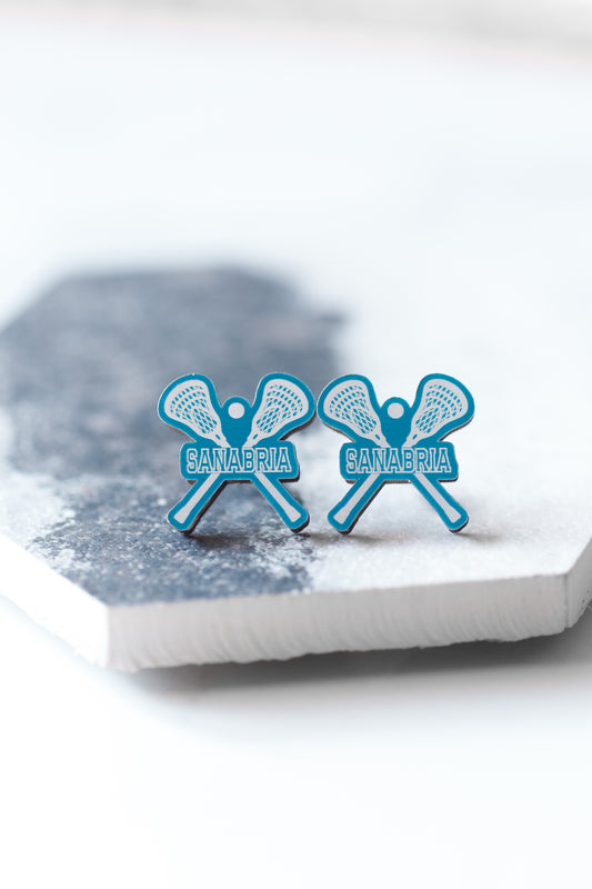 Custom Lacrosse Stick Earrings – Personalized with Your Last Name