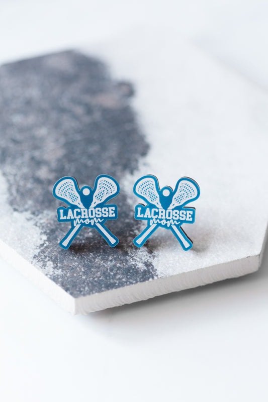 Lacrosse Mom Earrings – Crossed Sticks & Ball