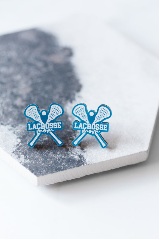Lacrosse Mom Earrings – Crossed Sticks & Ball
