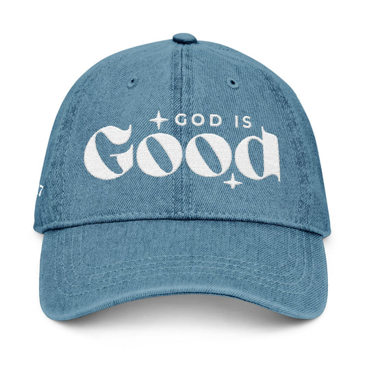 Embroidered Denim Hat with Scripture James 1:17