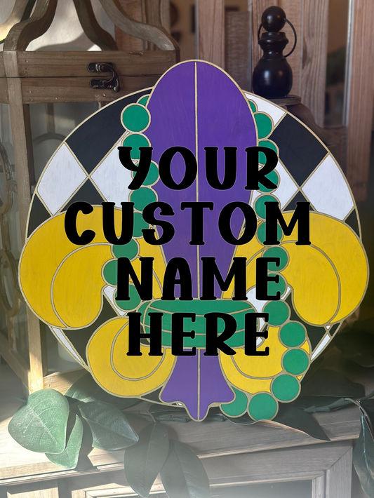 Mardi Gras Family Crest Door Hanger