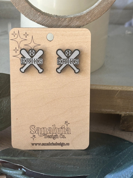 Custom Baseball Earrings – Personalized with Your Last Name