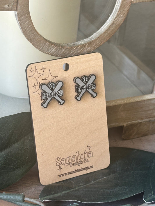 Custom Baseball Earrings – Personalized with Your Last Name